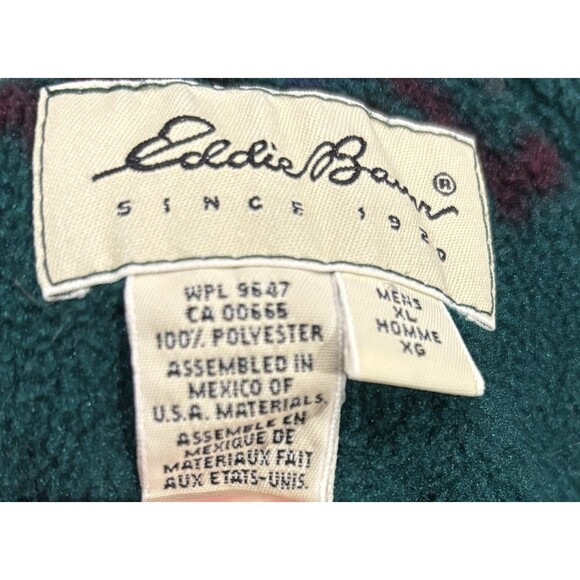Vtg 90’s Eddie Bauer Aztec Leaf 1/4 Zip Heavy Fleece Pullover Jacket Men’s XL - Picture 6 of 6